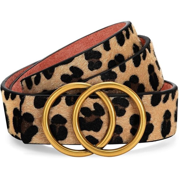 Women\'s Leather Belt Jeans Pants Fashion Waist Belt Ring Buckle Leopard Belt main image 5